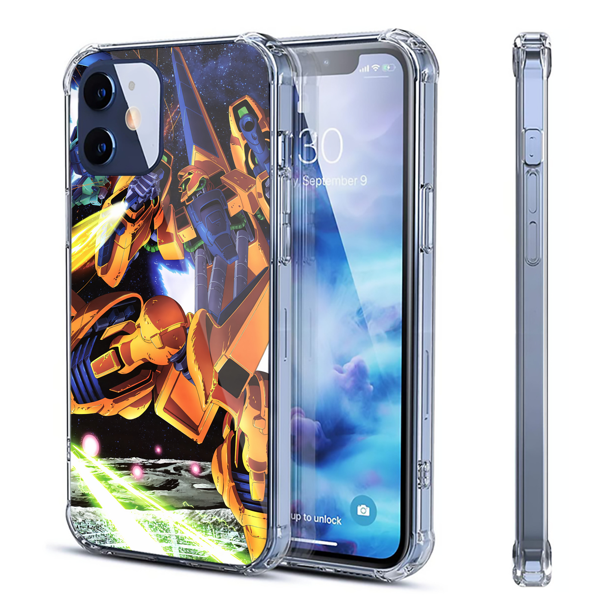 （画像用） 機動戦士ガンダム Mobile Suit Gundam 【iPhone 12シリーズ対応】透明スマホケース（クリアソフトケース）